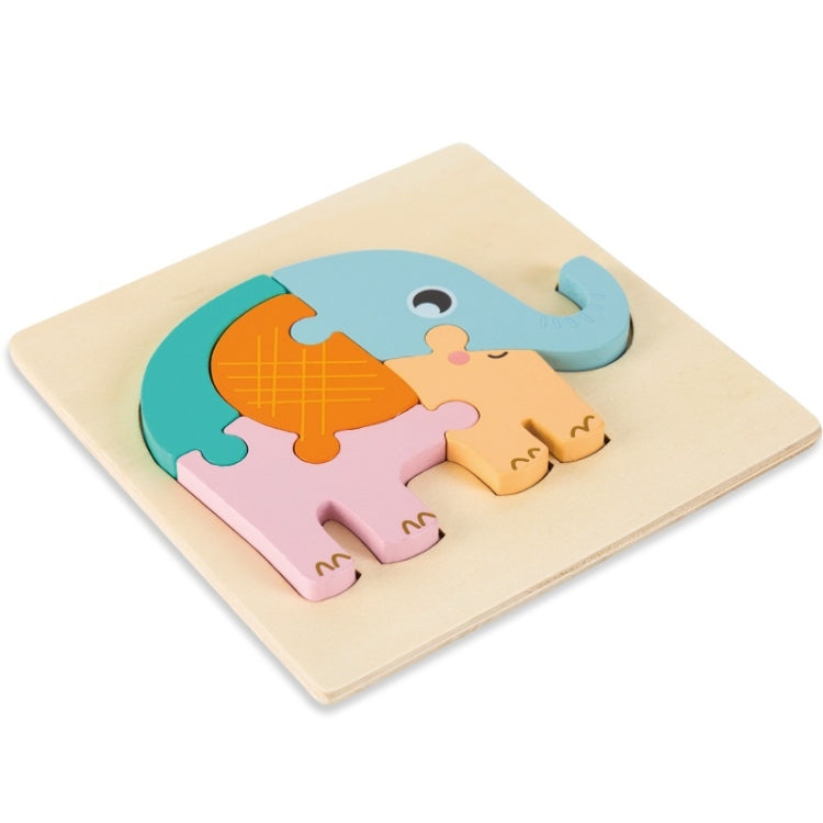 3 PCS Early Childhood Education Wooden Three-Dimensional Jigsaw Puzzle Toy(Elephant) - Puzzle Toys by buy2fix | Online Shopping UK | buy2fix