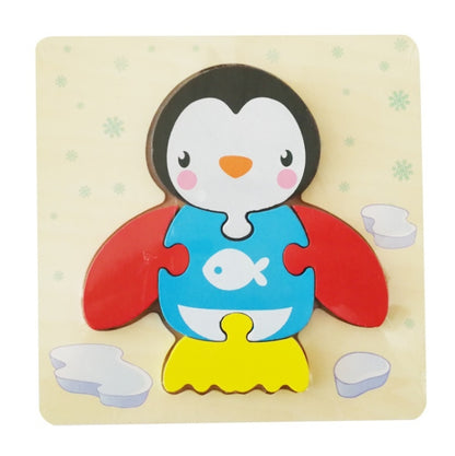 3 PCS Early Childhood Education Wooden Three-Dimensional Jigsaw Puzzle Toy(Y-Penguin) - Puzzle Toys by buy2fix | Online Shopping UK | buy2fix