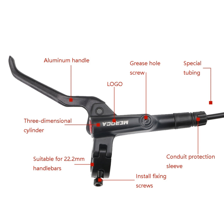 Meroca M800 Bicycle Brake Mountain Bike Universal Bilateral Brake Oil Pressure Disc Brake, Style: Left Back 1400mm + Disc Brake - Bicycle Brake Parts by Meroca | Online Shopping UK | buy2fix