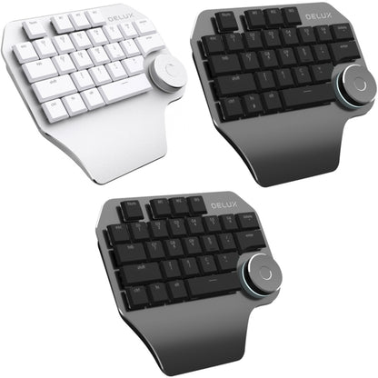 DELUX T11 29 Keys Single-Hand Keyboard Shortcut Key Speech Tool Flat Keyboard, Colour: Black - Wired Keyboard by DELUX | Online Shopping UK | buy2fix