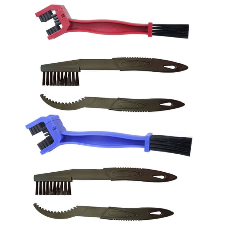 5 Set BG-7168 Bicycle And Motorcycle Cleaning Brush Three-Sided Chain Brush, Colour: Red + Small Brush - Outdoor & Sports by buy2fix | Online Shopping UK | buy2fix