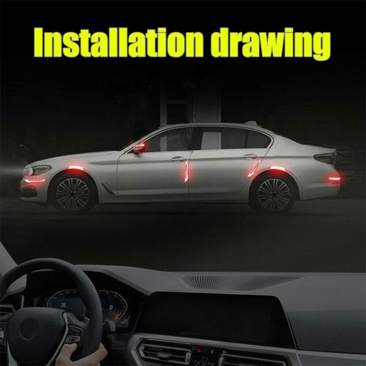 4 Sets Car Reflective Sticker Door Border Anti-Collision Strip Leaf Board Personality Rear View Mirror Warning Sticker(Red) - In Car by buy2fix | Online Shopping UK | buy2fix