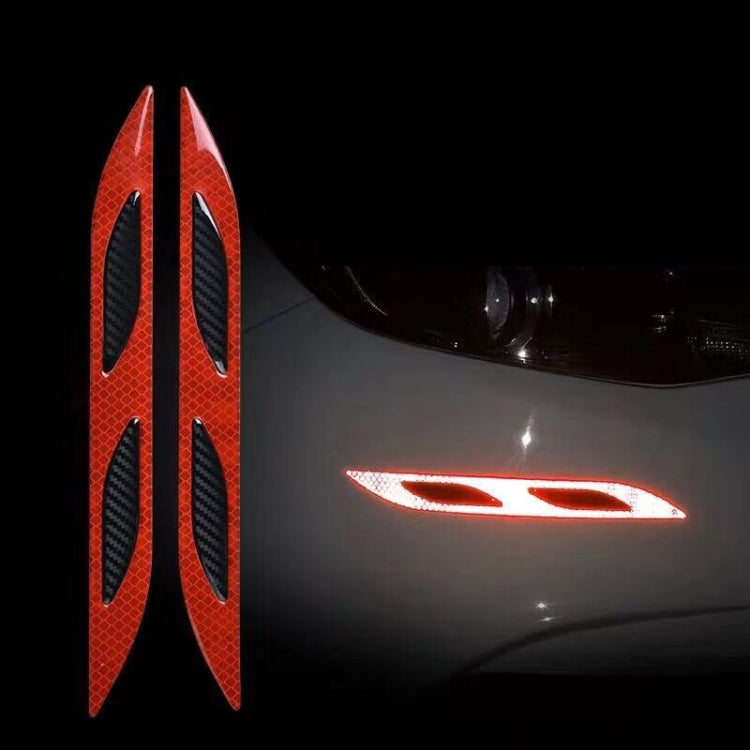 2 Sets Carbon Fiber Warning Sticker Car Anti-Collision Strip Leaf Plate Reflective Sticker Hood Light Eyebrow Anti-Collision Drops Sticker(4 PCS   (Bumper White)) - In Car by buy2fix | Online Shopping UK | buy2fix