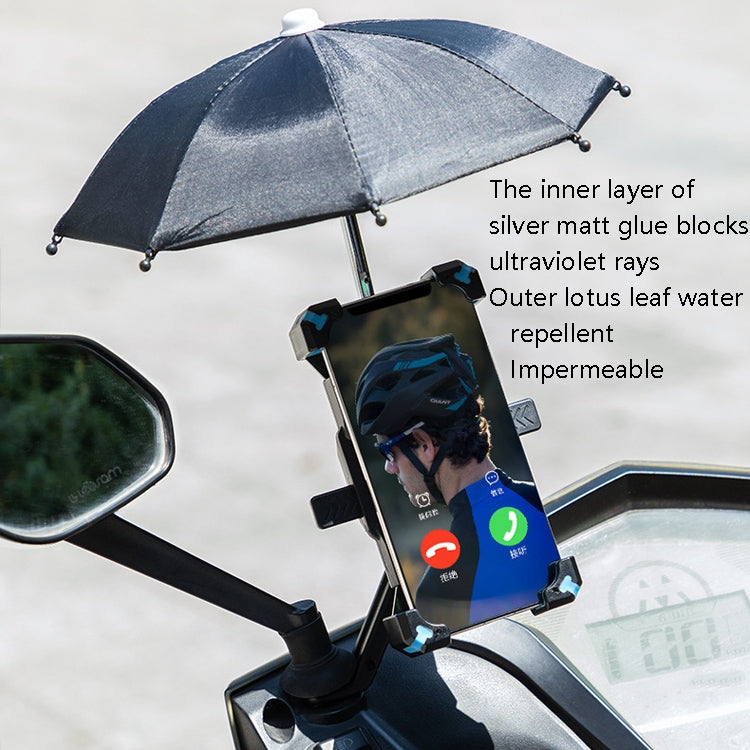 CYCLINGBOX Bicycle Mobile Phone Bracket With Parasol Rider Mobile Phone Frame, Style: Rearview Mirror Installation (Black) - Holders by CYCLINGBOX | Online Shopping UK | buy2fix