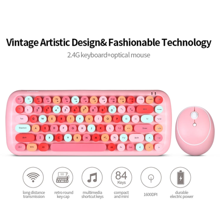 MOFii Candy Punk Keycap Mixed Color Wireless Keyboard and Mouse Set(Pink) - Wireless Keyboard by MOFii | Online Shopping UK | buy2fix