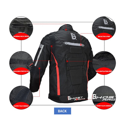 GHOST RACING GR-Y07 Motorcycle Cycling Jacket Four Seasons Locomotive Racing Anti-Fall Cloth, Size: XL(Black) - In Car by GHOST RACING | Online Shopping UK | buy2fix