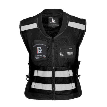 GHOST RACING GR-Y06 Motorcycle Riding Vest Safety Reflective Vest, Size: L(Black) - In Car by GHOST RACING | Online Shopping UK | buy2fix