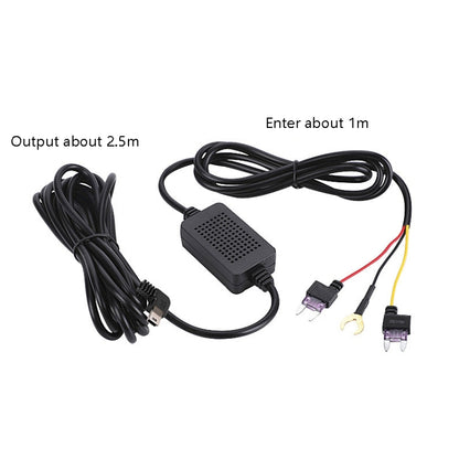 H516 Recording Step-down Line Shrinkage Video Car Charger Line Parking Monitoring Three-Core Power Cord, Model: With Fuse(Micro Right Elbow) - In Car by buy2fix | Online Shopping UK | buy2fix