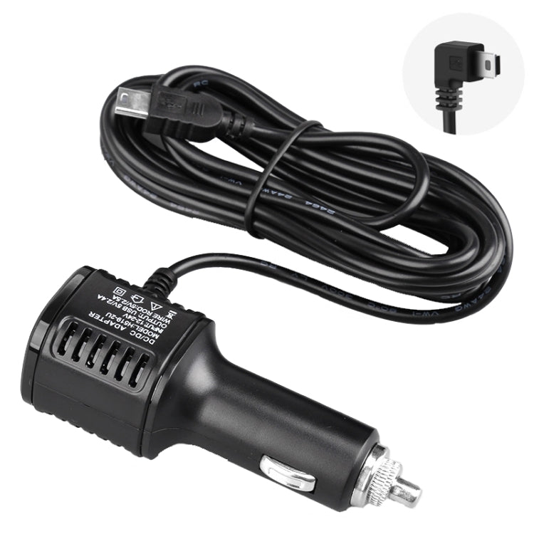 H519 Car Charger Driving Recorder Power Cord Dual USB With Display Charging Line, Specification: Mini Right Elbow - In Car by buy2fix | Online Shopping UK | buy2fix