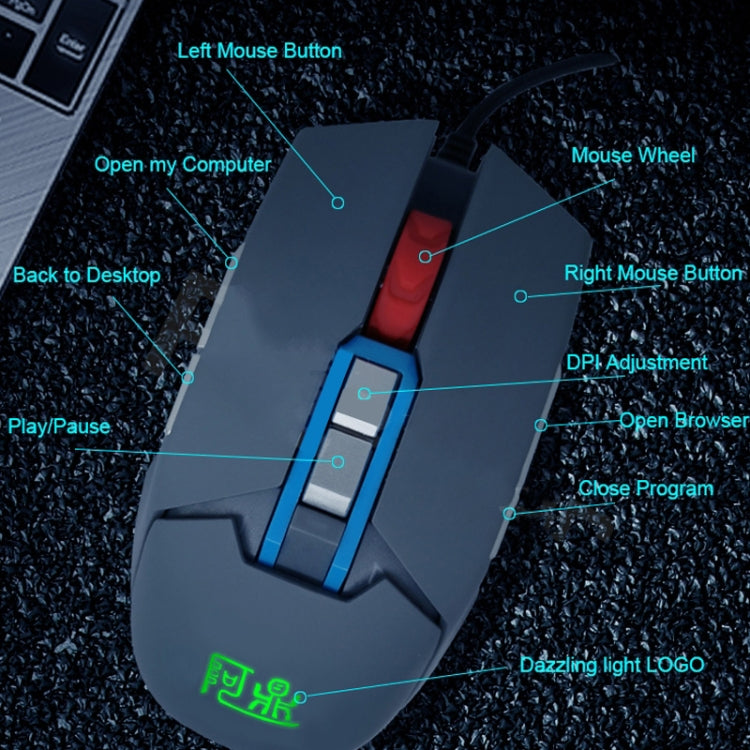 MOS9T 9 Keys 1600DPI Custom Mouse Built-in U Disk + Temperature Humidity Sensor, Cable Length: 2m - Wired Mice by buy2fix | Online Shopping UK | buy2fix