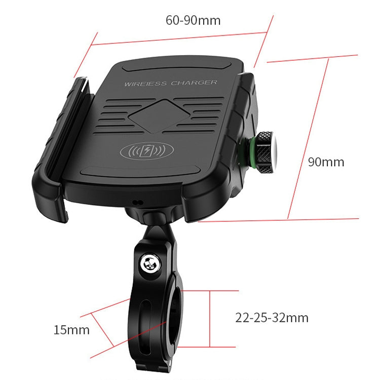 M9 Motorcycle Wireless Charging Mobile Phone Bracket 15W Fast Charging Mobile Phone Navigation Bracket(Black) - In Car by buy2fix | Online Shopping UK | buy2fix