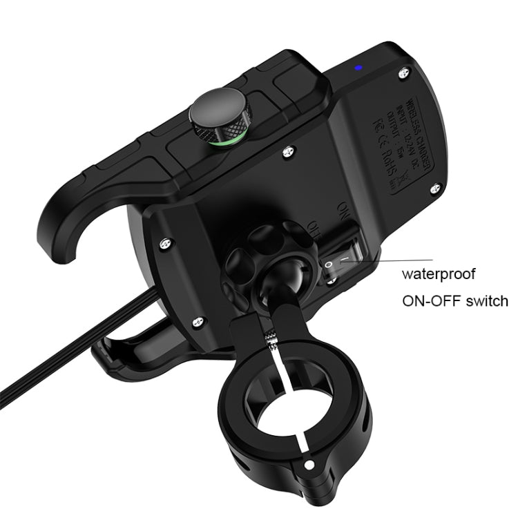 M9 Motorcycle Wireless Charging Mobile Phone Bracket 15W Fast Charging Mobile Phone Navigation Bracket(Black) - In Car by buy2fix | Online Shopping UK | buy2fix