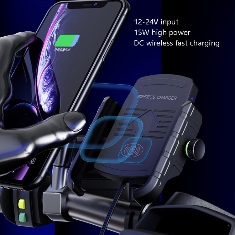 M9 Motorcycle Wireless Charging Mobile Phone Bracket 15W Fast Charging Mobile Phone Navigation Bracket(Black) - In Car by buy2fix | Online Shopping UK | buy2fix