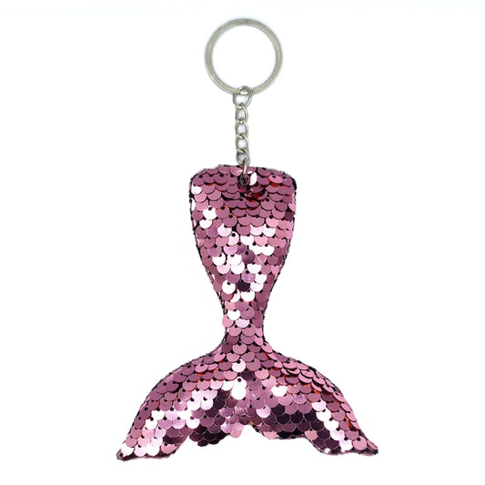 10 PCS Reflective Mermaid Keychain Sequins Mermaid Tail Accessories Car Luggage Pendant(Pink 3) - In Car by buy2fix | Online Shopping UK | buy2fix