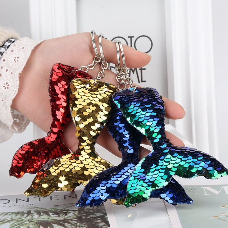 10 PCS Reflective Mermaid Keychain Sequins Mermaid Tail Accessories Car Luggage Pendant(Gold) - In Car by buy2fix | Online Shopping UK | buy2fix