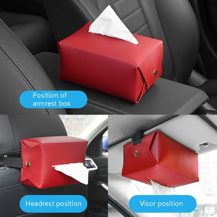 2 PCS Car Leather Tissue Box Home Paper Towel Storage Box(Pink) - In Car by buy2fix | Online Shopping UK | buy2fix