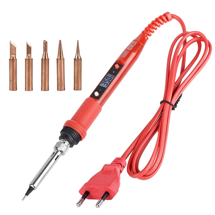 Metallic LCD Temperature Regulating Soldering Iron And Soldering Iron Tip Set Electric Soldering Iron Welding Tool(220V EU Plug Bronze Head Red) - Home & Garden by buy2fix | Online Shopping UK | buy2fix