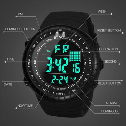 SYNOKE 8209 Multifunctional Sports Swimming Waterproof Luminous Alarm Men Electronic Watch(Black) - LED Digital Watches by SYNOKE | Online Shopping UK | buy2fix