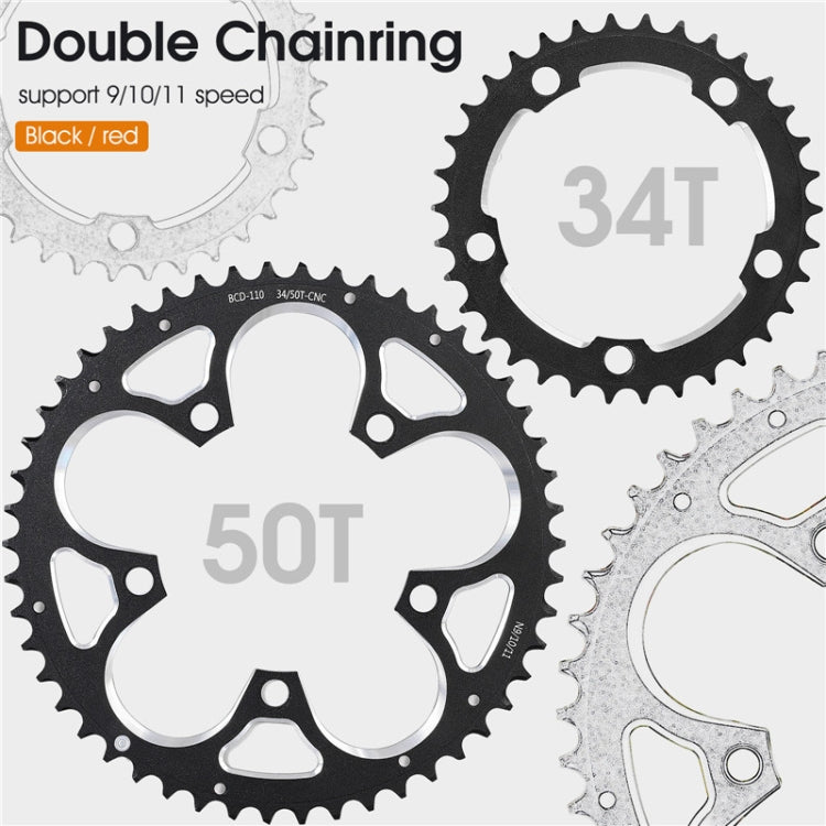 WEST BIKING 34T-50T Road Bike Racing Folding Chainwheel(Red) - Bicycle Chains & Rounds by WEST BIKING | Online Shopping UK | buy2fix