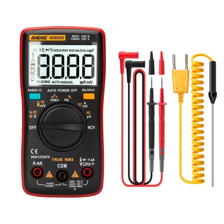 ANENG AN8009 NVC Digital Display Multimeter, Specification: Standard(Red) - Current & Voltage Tester by ANENG | Online Shopping UK | buy2fix