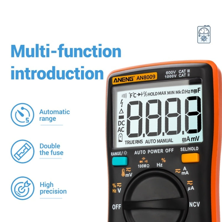 ANENG AN8009 NVC Digital Display Multimeter, Specification: Standard with Cable(Red) - Consumer Electronics by ANENG | Online Shopping UK | buy2fix