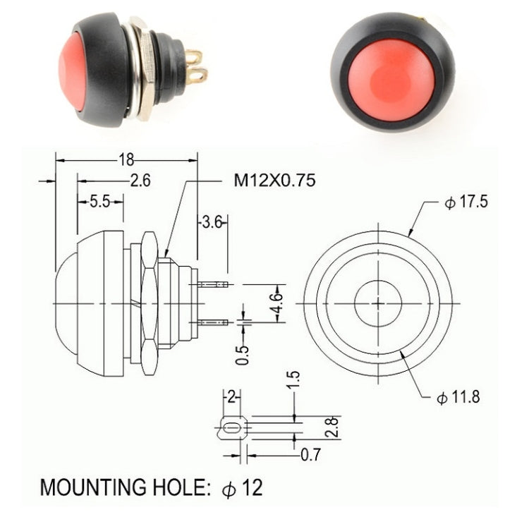 10 PCS Small Waterproof Self-Reset Button Switch(Black) - Consumer Electronics by buy2fix | Online Shopping UK | buy2fix