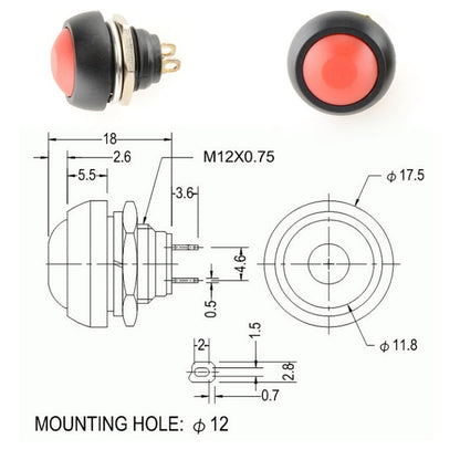 10 PCS Small Waterproof Self-Reset Button Switch(Black) - Consumer Electronics by buy2fix | Online Shopping UK | buy2fix