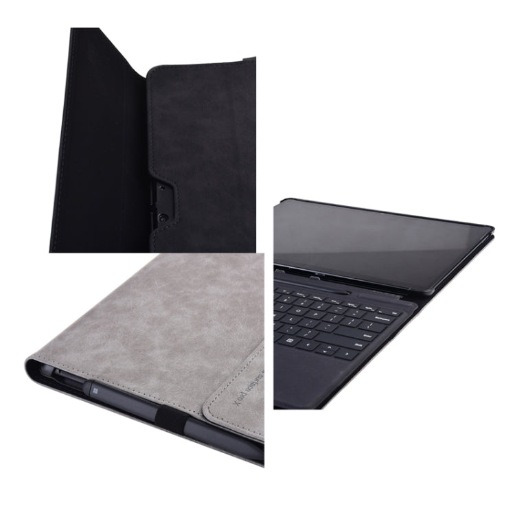 13 inch Leather Tablet Protective Case For Microsoft Surface Pro X, Color: Light Gray + Power Bag - 13.3 inch by buy2fix | Online Shopping UK | buy2fix