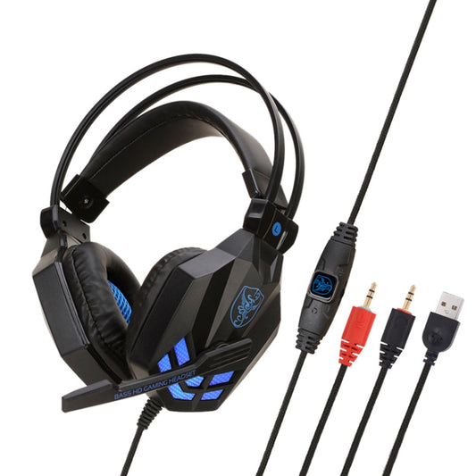 Soyto SY850MV Luminous Gaming Computer Headset For PC (Black Blue) - Multimedia Headset by Soyto | Online Shopping UK | buy2fix