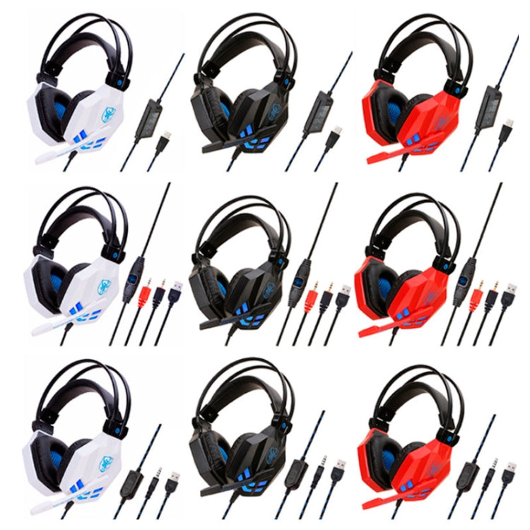 Soyto SY850MV Luminous Gaming Computer Headset For PC (Red Blue) - Multimedia Headset by Soyto | Online Shopping UK | buy2fix