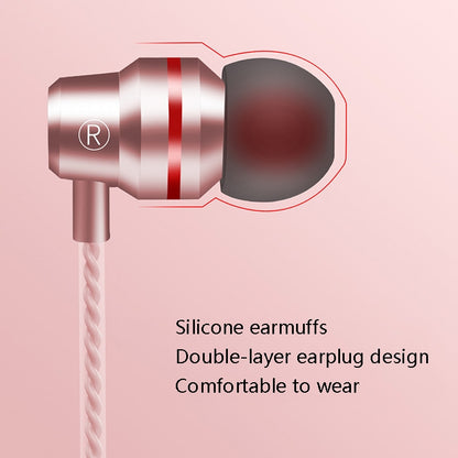 2 PCS TS8 3.5mm In-Ear Metal Wired Control Phone Earphone(Red) - In Ear Wired Earphone by buy2fix | Online Shopping UK | buy2fix