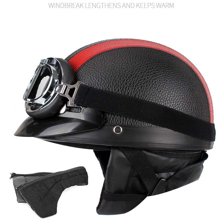 BSDDP A0318 PU Helmet With Goggles, Size: One Size(Black Pink) - In Car by BSDDP | Online Shopping UK | buy2fix