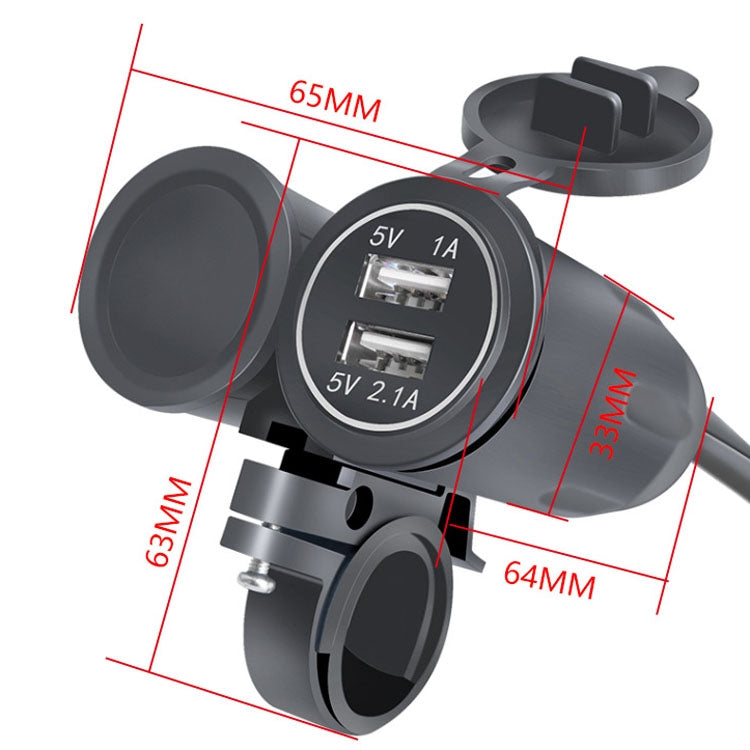 Motorcycle Modified With Bracket Dual USB 3.1A Charging With Temperature Voltage Bracket(Red Light) - In Car by buy2fix | Online Shopping UK | buy2fix