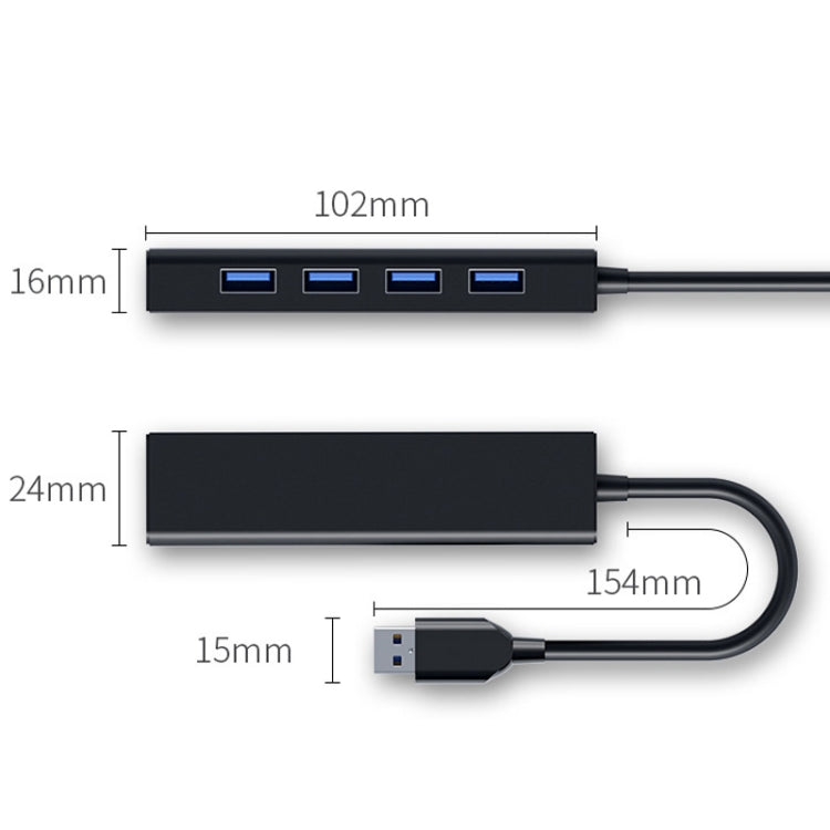 4 X USB 2.0 Ports HUB Converter, Cable Length: 15cm,Style： Without Light Bar - USB 2.0 HUB by buy2fix | Online Shopping UK | buy2fix