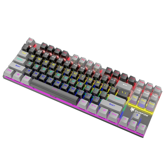 XUNFOX K80 87 Keys Wired Gaming Mechanical Illuminated Keyboard, Cable Length:1.5m(Black Gray) - Wired Keyboard by XUNFOX | Online Shopping UK | buy2fix