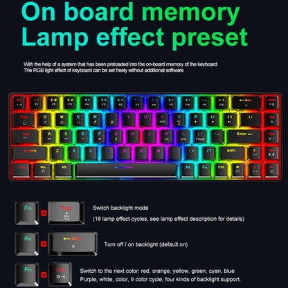 ZIYOU LANG T8 68 Keys RGB Luminous Gaming Mechanical Keyboard, Cable Length:1.6m(White Red Shaft) - Wired Keyboard by ZIYOU LANG | Online Shopping UK | buy2fix