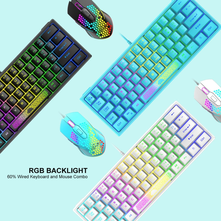 ZIYOU LANG K61 62 Keys RGB Lighting Mini Gaming Wired Keyboard, Cable Length:1.5m(White) - Wired Keyboard by ZIYOU LANG | Online Shopping UK | buy2fix