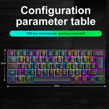 ZIYOU LANG T60 62-Key RGB Luminous Mechanical Wired Keyboard, Cable Length:1.5m(Blue Red Shaft) - Wired Keyboard by ZIYOU LANG | Online Shopping UK | buy2fix