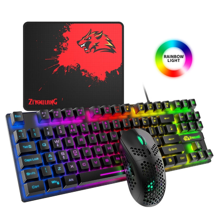 ZIYOU LANG T2 88 Keys Gaming Mechanical Luminous Keyboard and Mouse Set, Cable Length: 1.6m(Black) - Wired Keyboard by ZIYOU LANG | Online Shopping UK | buy2fix