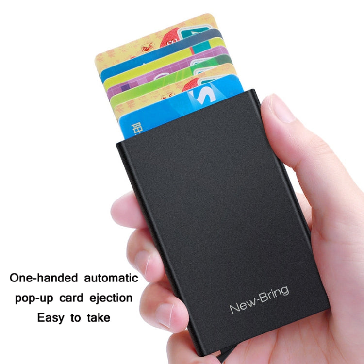 NEWBRING Metal Wallet Automatic Pop-up Anti-degaussing Card Holder, Colour: Gray With Back Stickers - Antimagnetic RFID Package by NEWBRING | Online Shopping UK | buy2fix