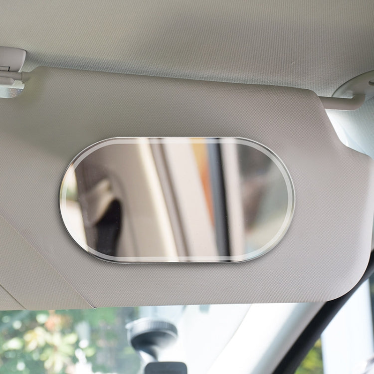 2 PCS Sun Visor High-definition Mirror Stainless Steel Makeup Mirror Oval Large - In Car by buy2fix | Online Shopping UK | buy2fix