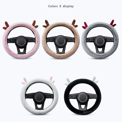 Antler Thick Plush Steering Wheel Cover, Style: O Type (Gray) - In Car by buy2fix | Online Shopping UK | buy2fix