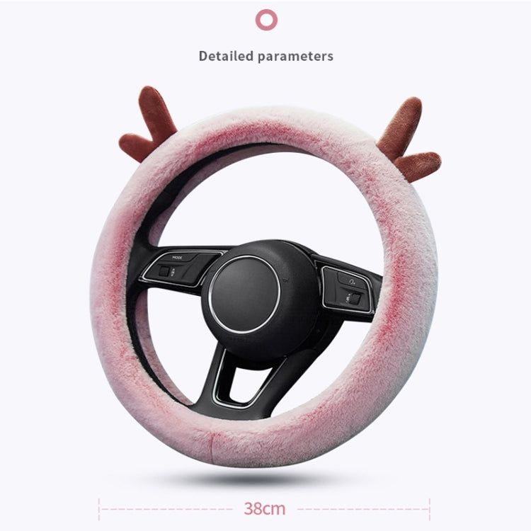 Antler Thick Plush Steering Wheel Cover, Style: D Type (Pink) - In Car by buy2fix | Online Shopping UK | buy2fix