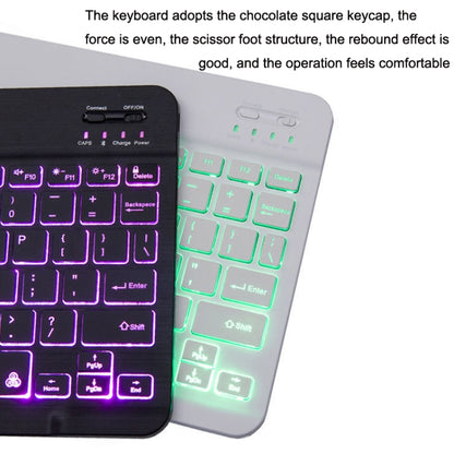 78 Keys 10 Inch RGB Colorful Backlit Bluetooth Keyboard For Mobile Phone / Tablet(White) - Wireless Keyboard by buy2fix | Online Shopping UK | buy2fix