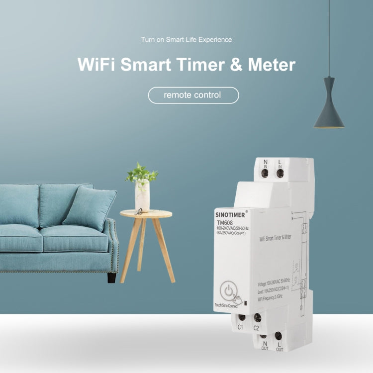 SINOTIMER TM608 Smart WiFi Single-Phase Power Meter Mobile App Home Rail Meter 16A 100-240V - Consumer Electronics by SINOTIMER | Online Shopping UK | buy2fix