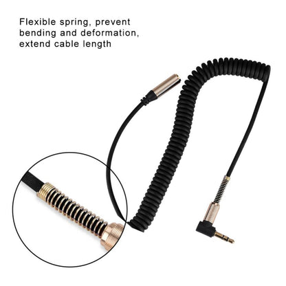 5PCS 3.5MM Male To Female Elbow Spring Retractable Audio Line, Cable Length: 1.5m(Black) - Aux Cable by buy2fix | Online Shopping UK | buy2fix