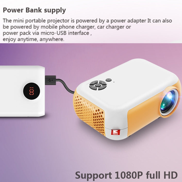 A10 480x360 Pixel Projector Support 1080P Projector ,Style: Same-screen White Yellow (UK Plug) - Consumer Electronics by buy2fix | Online Shopping UK | buy2fix