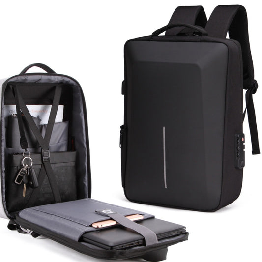 Hard Shell Backpack Alloy Frame Anti-Theft Computer Bag For Men, Color: 8001 Black - Backpack by buy2fix | Online Shopping UK | buy2fix