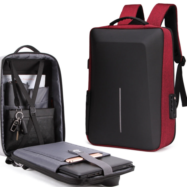 Hard Shell Backpack Alloy Frame Anti-Theft Computer Bag For Men, Color: 8001 Red - Backpack by buy2fix | Online Shopping UK | buy2fix