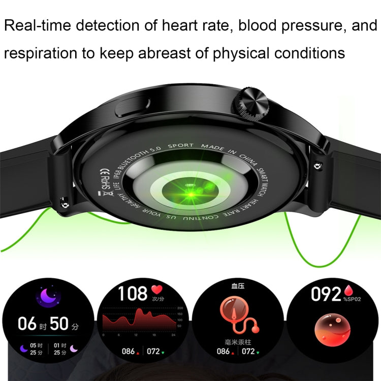 HD2 1.32 Inch Heart Rate Detection Smart Watch(Black + Leather) - Smart Wear by buy2fix | Online Shopping UK | buy2fix